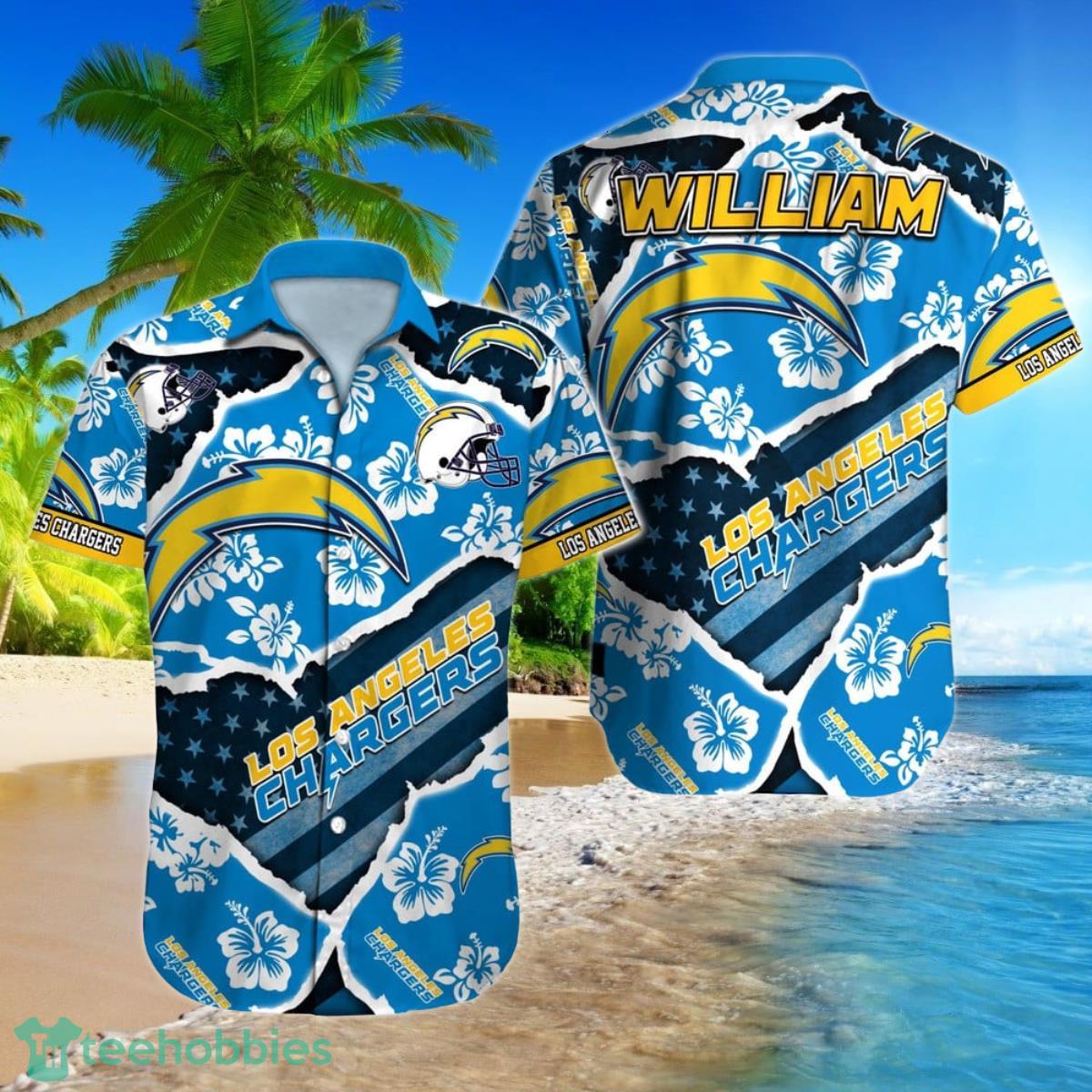 Los Angeles Chargers NFL Football Custom Name Hawaiian Shirt Best Gift For Men Women Fans Product Photo 1