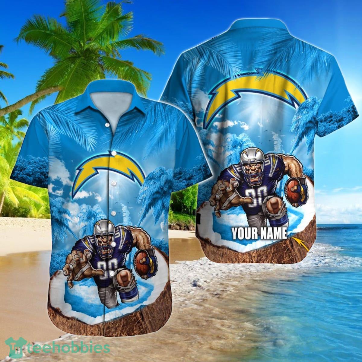 Los Angeles Chargers NFL Football Custom Name Hawaiian Shirt Ideal Gift For Real Fans Product Photo 1
