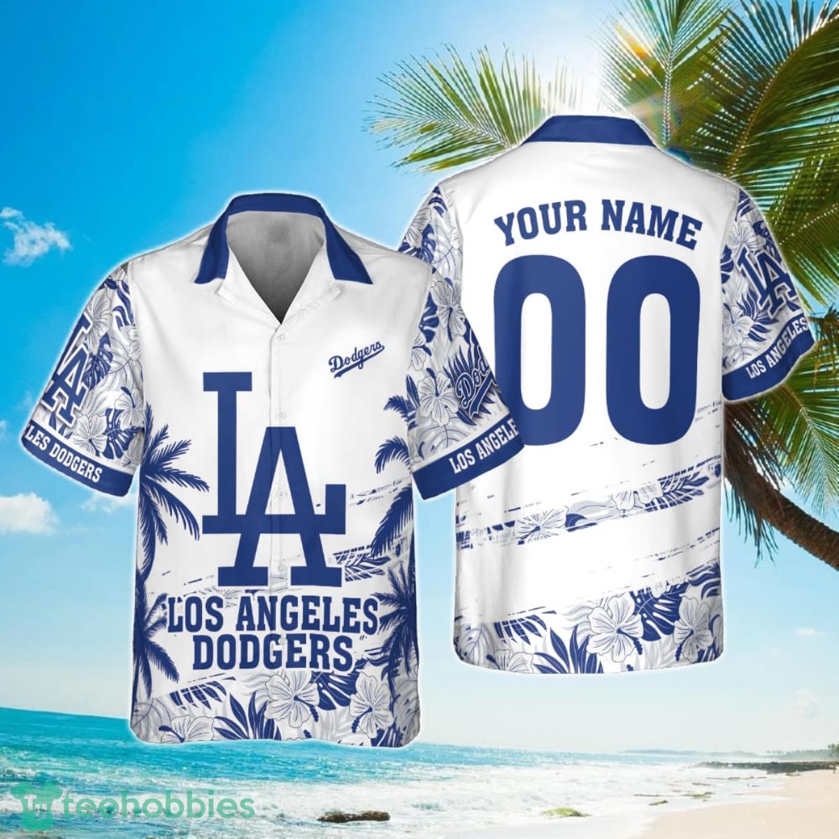 Los Angeles Dodgers MLB Flower Pattern Summer 3D Hawaiian Shirt Personalized Product Photo 1