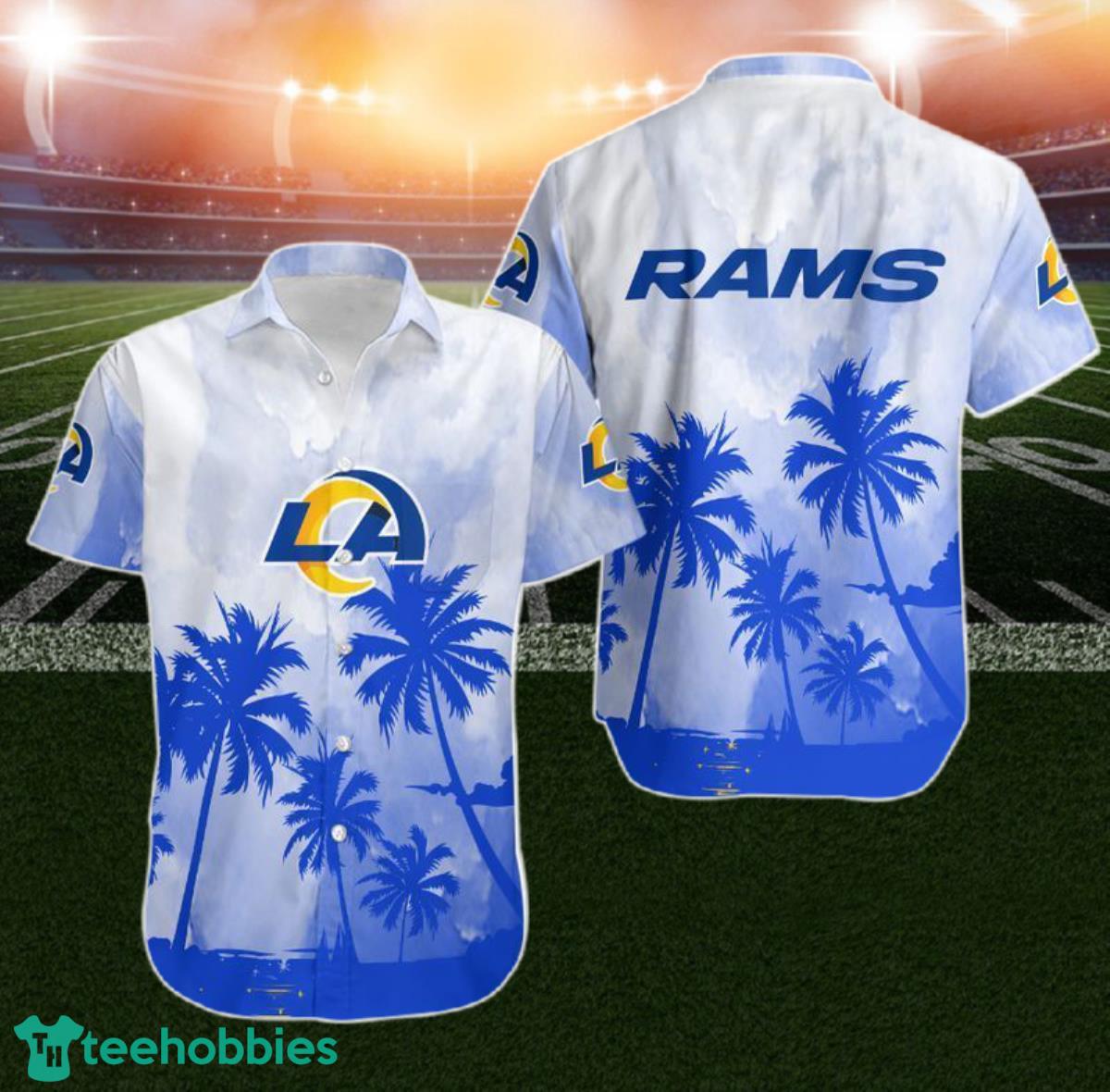 Los Angeles Rams Coconut Trees NFL Gift For Fan Hawaiian Shirt Aloha Shirt For Men Women Product Photo 1