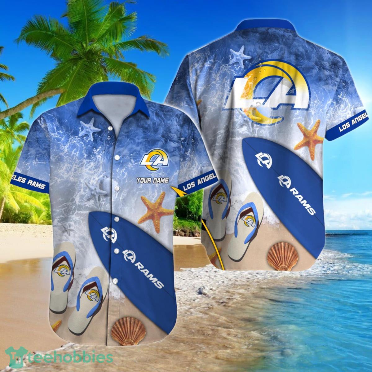 Los Angeles Rams NFL Football Custom Name Hawaiian Shirt Style Gift For Men And Women Fans Product Photo 1
