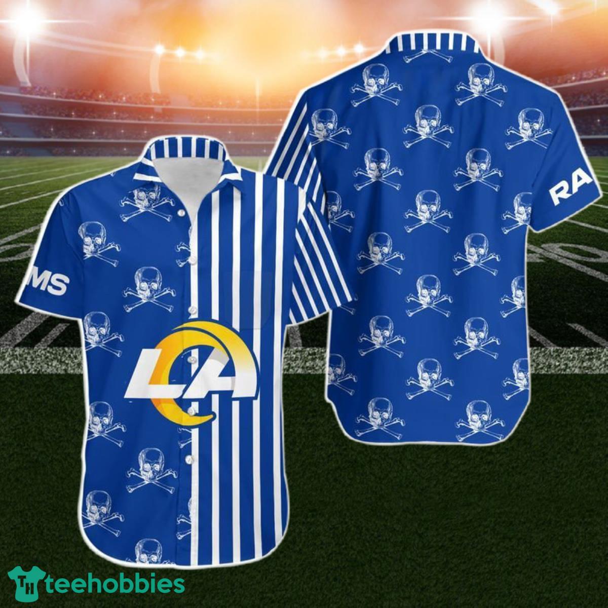 Los Angeles Rams Stripes And Skull Hawaii Shirt For Men Women Product Photo 1