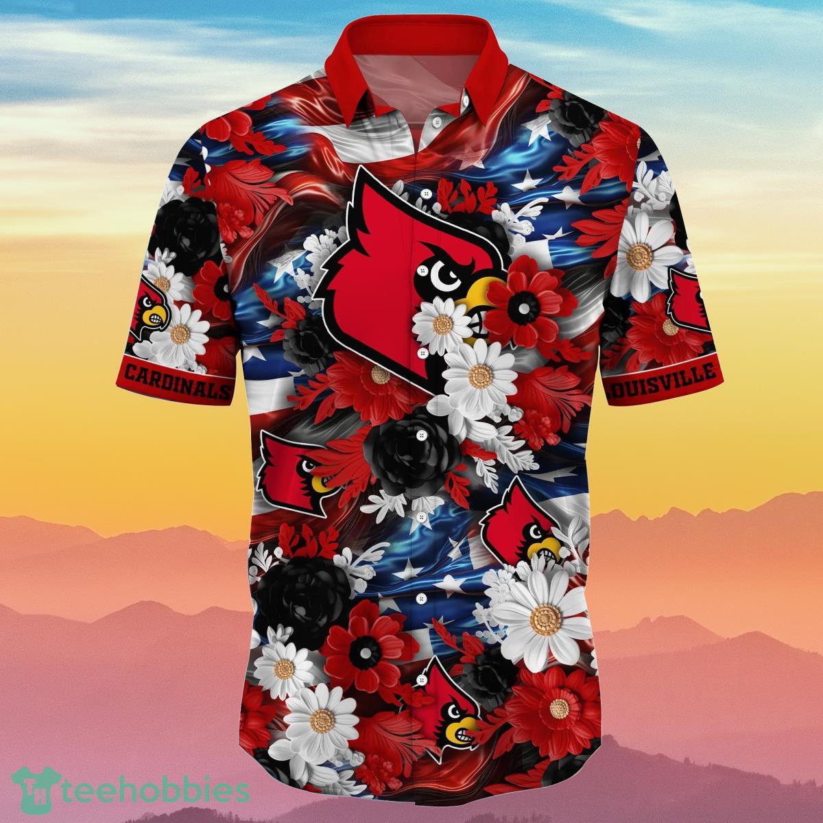 Louisville Cardinals Red Flowers NCAA Hawaiian Shirt - T-shirts