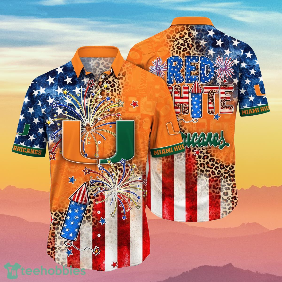 Miami Hurricanes NCAA1 Hawaiian Shirt 4th Of July Independence Day Ideal Gift For Men And Women Fans Product Photo 1