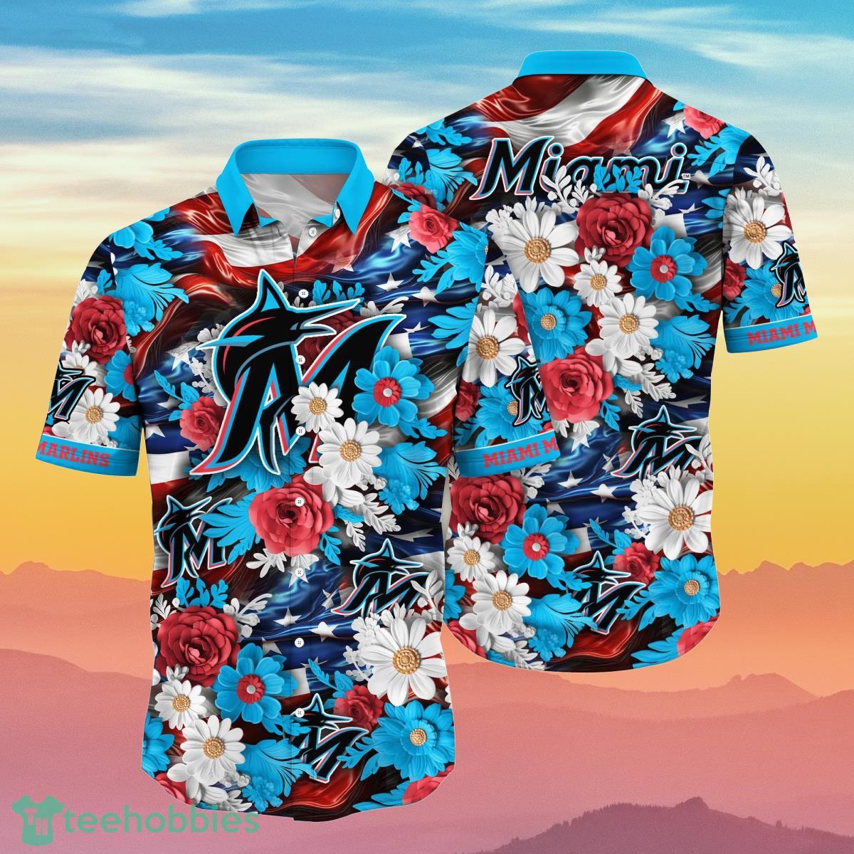 Miami Marlins MLB Hawaiian Shirt 4th Of July Independence Day Special Gift For Men And Women Fans Product Photo 1