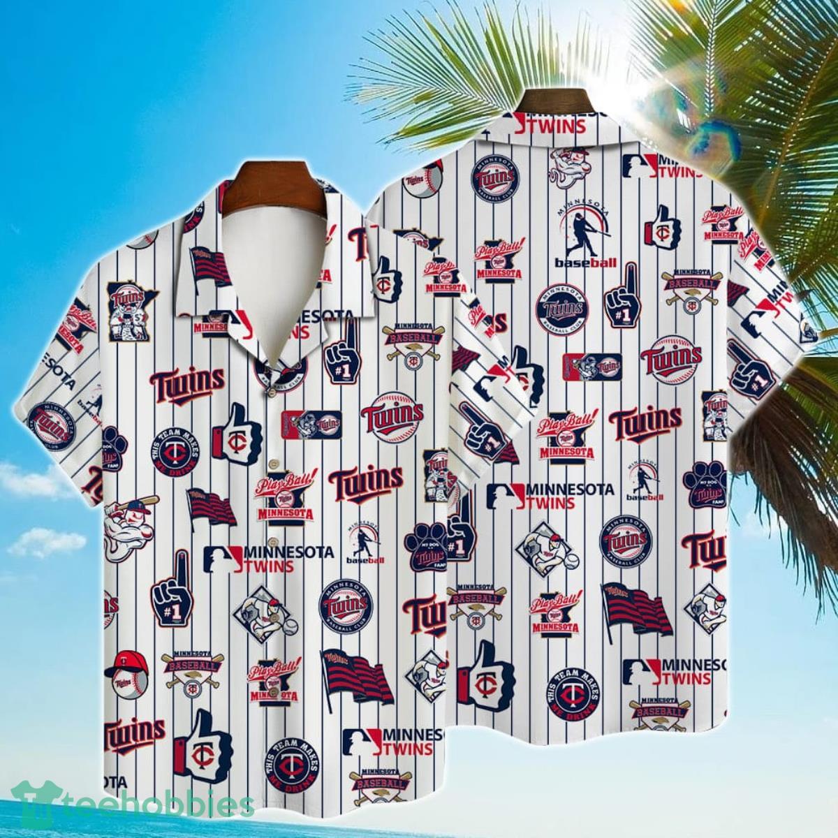 Minnesota Twins Vintage Sea Island Pattern Hawaiian Shirt And