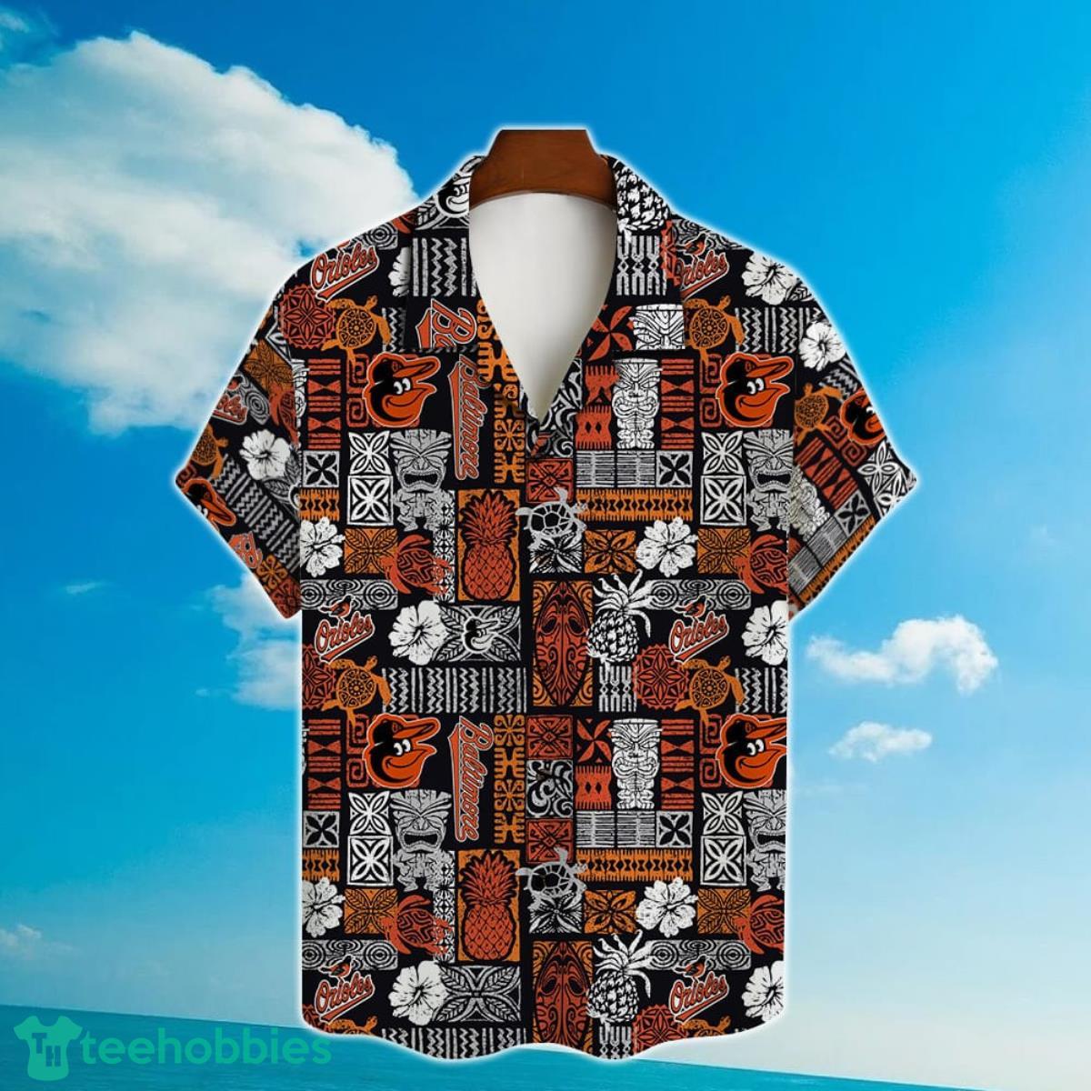 Baltimore Orioles Vintage Sea Island Pattern Hawaiian Shirt And