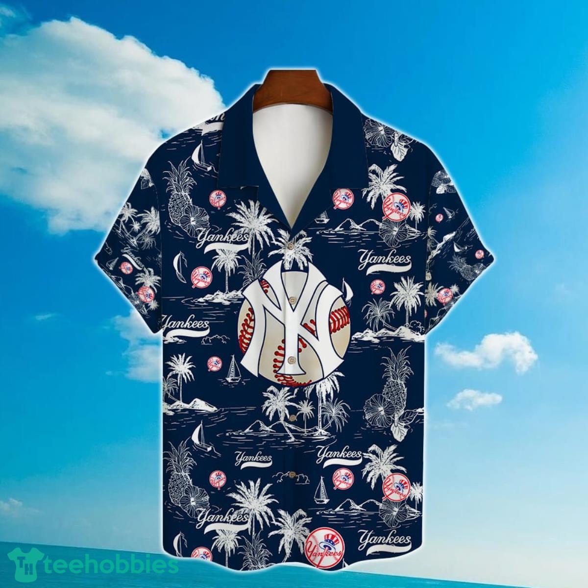 New York Yankees Baseball Pattern Vintage Hawaiian Shirt Custom Name Product Photo 2