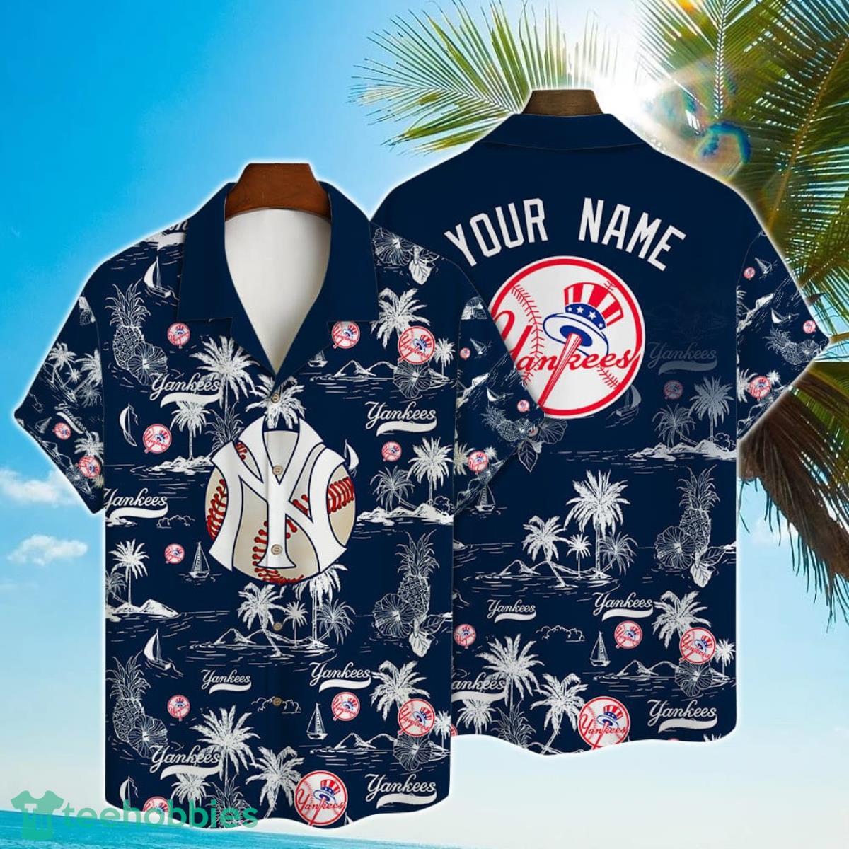 New York Yankees Baseball Pattern Vintage Hawaiian Shirt Custom Name Product Photo 1