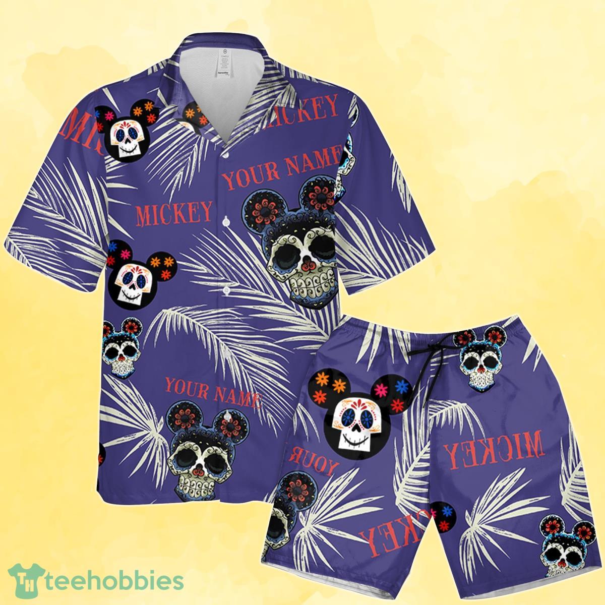 Personalized Sugarskull Skull Mickey Mouse Calavera Calavera Hawaiian Shirt And Short Product Photo 1