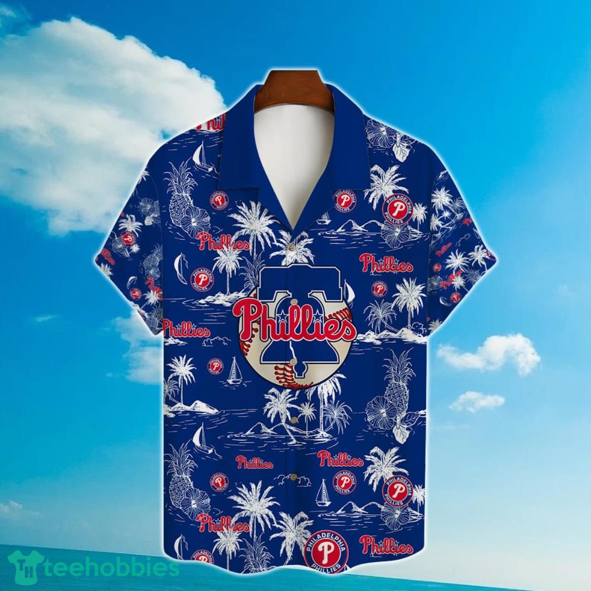 Philadelphia Phillies Baseball Pattern Vintage Hawaiian Shirt Custom Name Product Photo 2