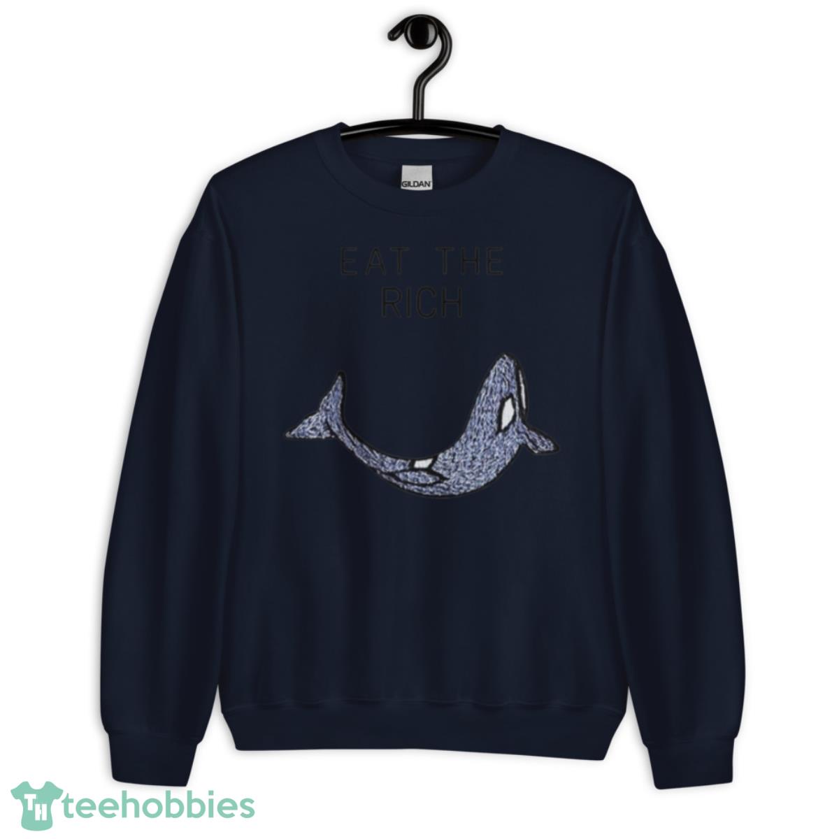 Shark eat the rich shirt - Unisex Crewneck Sweatshirt-1