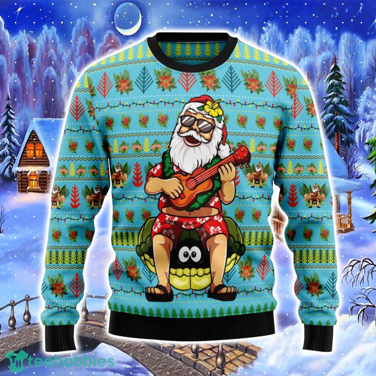Aloha Santa Claus Play Guitar 3D Sweater Ugly Christmas Sweater For Men Women Product Photo 1