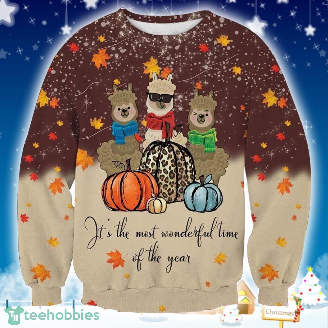 Alpaca Thanksgiving 3D Sweater Ugly Christmas Sweater For Men Women Product Photo 1