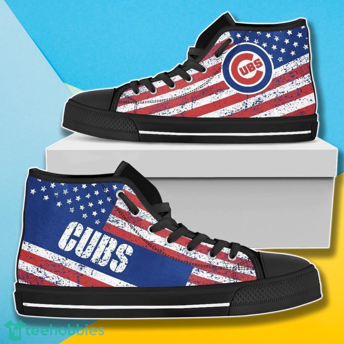 America Flag Italic Vintage Style Chicago Cubs MLB High Top Shoes For Men Women Fans Product Photo 1