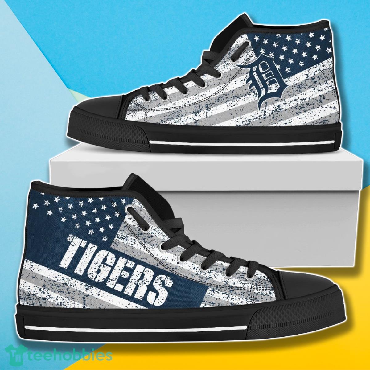 America Flag Italic Vintage Style Detroit Tigers MLB High Top Shoes For Men Women Fans Product Photo 1