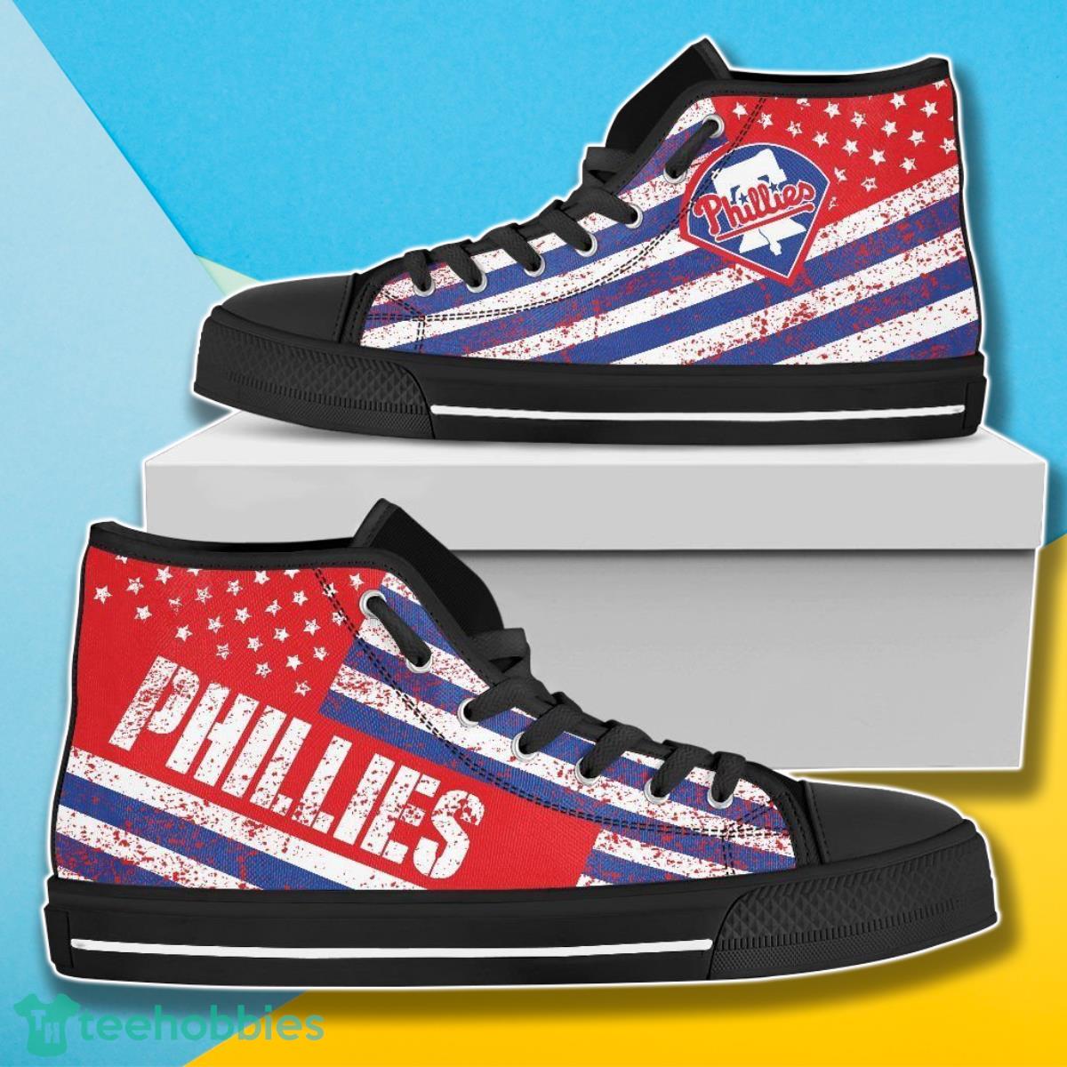 America Flag Italic Vintage Style Philadelphia Phillies MLB High Top Shoes For Men Women Fans Product Photo 1