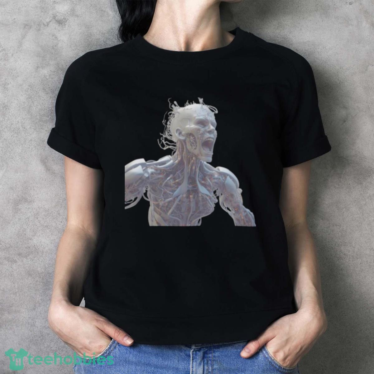 Angry Cyborg Wires Humanoid Biomechanic Shirt - Ladies T-Shirt