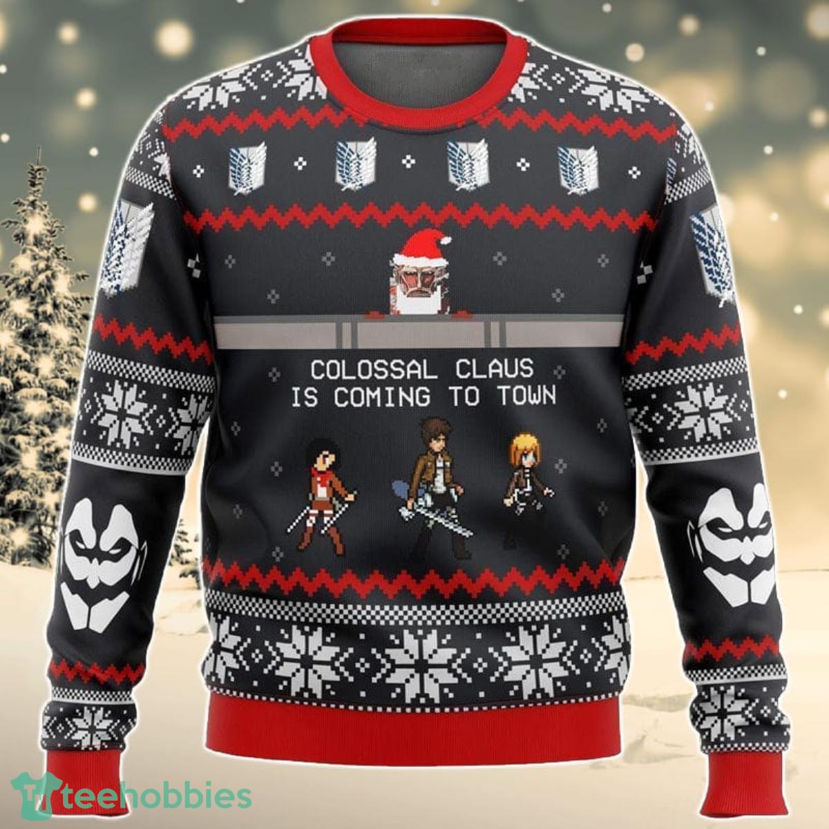Attack On Titan Colossal Claus 3D Sweater Ugly Christmas Sweater For Men Women Product Photo 1