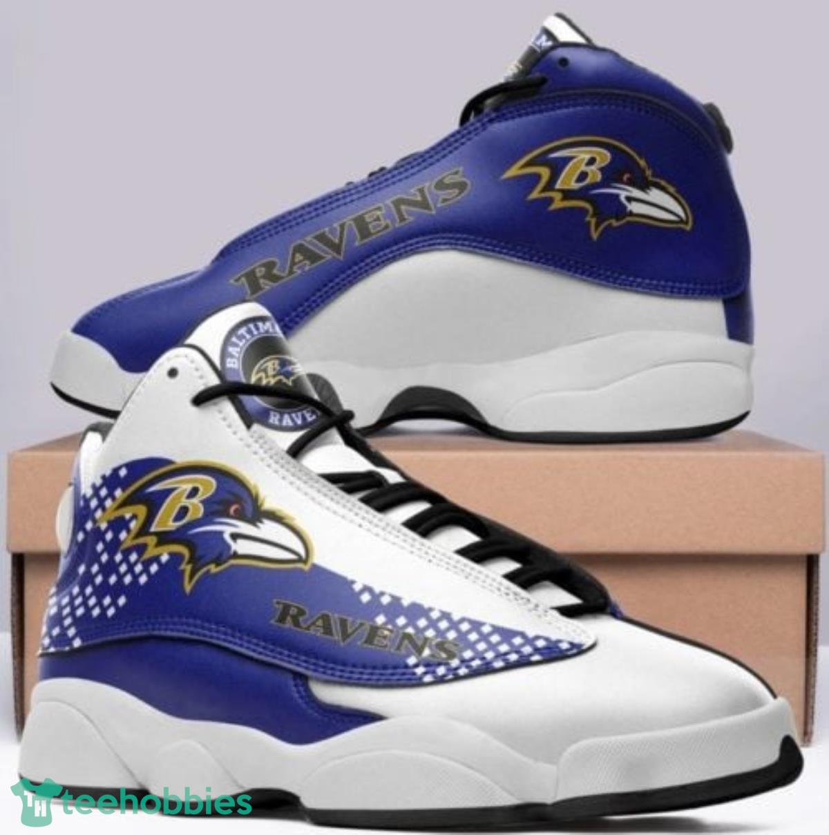 Baltimore Ravens Football Team Air JD13 Custom Name Sneaker Product Photo 1