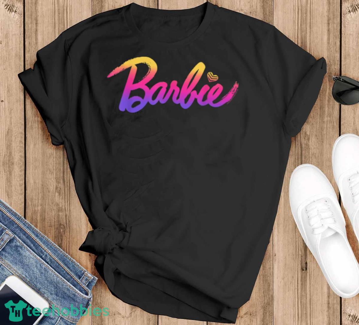 Barbie Pink Gradient Logo Shirt, Hoodie, Sweatshirt - Black T-Shirt