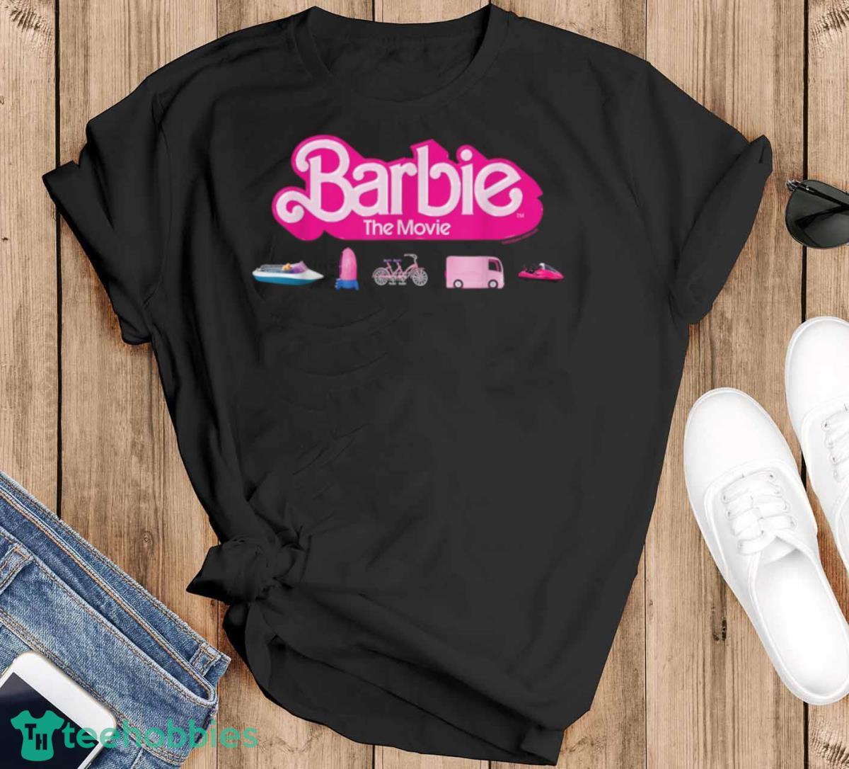 Barbie The Movie Transportation Vehicles T Shirt - Black T-Shirt