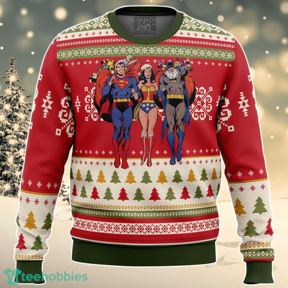 Batman superman Wonder woman Ugly Christmas Sweater Great Gift For Men Women Product Photo 1