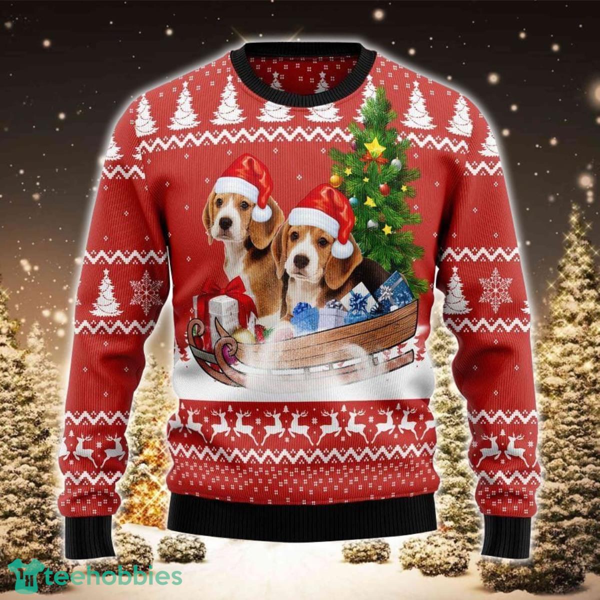 Beagle Dashing 3D Sweater Ugly Christmas Sweater For Men Women Product Photo 1