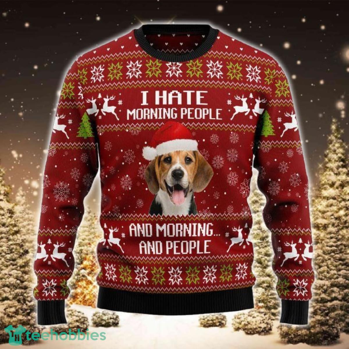 Beagle Hate Morning People 3D Sweater Ugly Christmas Sweater For Men Women Product Photo 1