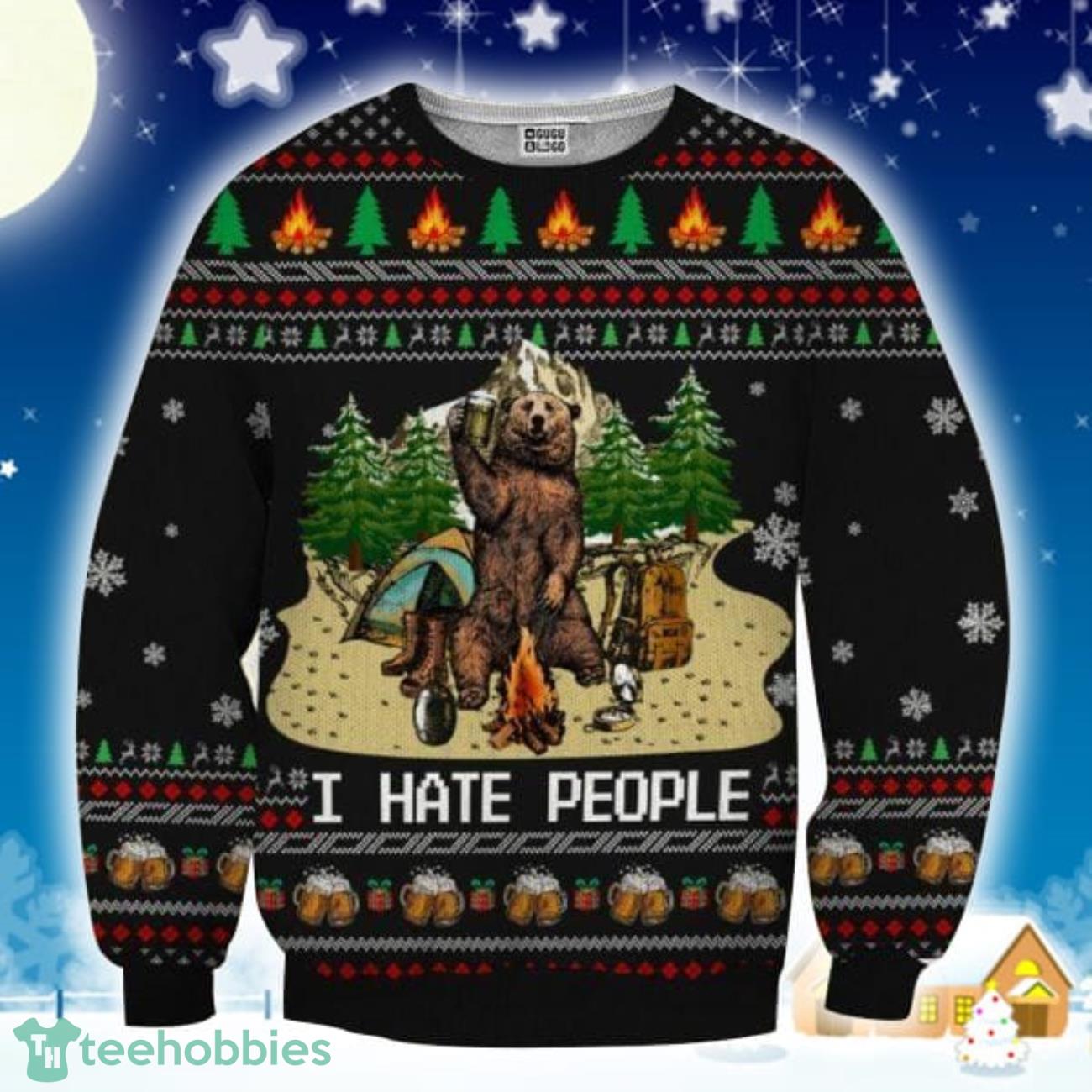 Bear Beer Camping 3D Sweater Ugly Christmas Sweater For Men Women Product Photo 1