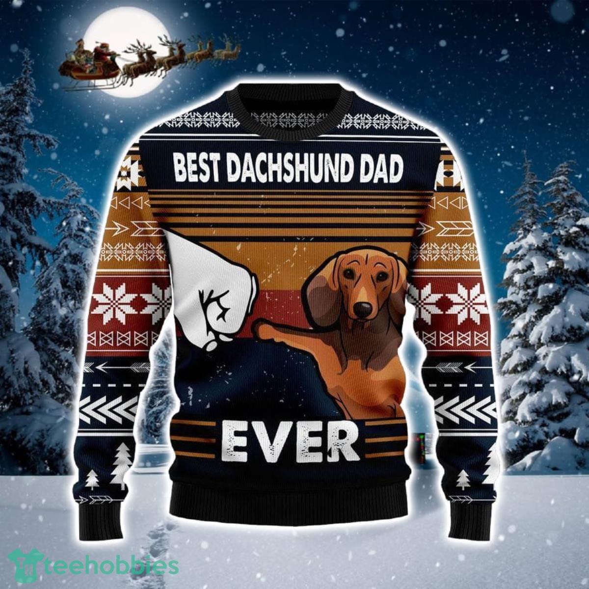 Best Dachshund Dad Ever 3D Sweater Ugly Christmas Sweater For Men Women Product Photo 1
