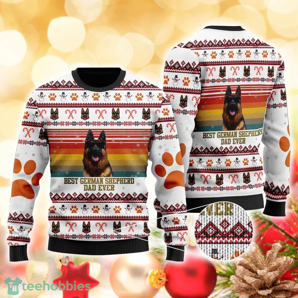 Best German Shepherd Dog Dad 3D Sweater Ugly Christmas Sweater For Men Women Product Photo 1