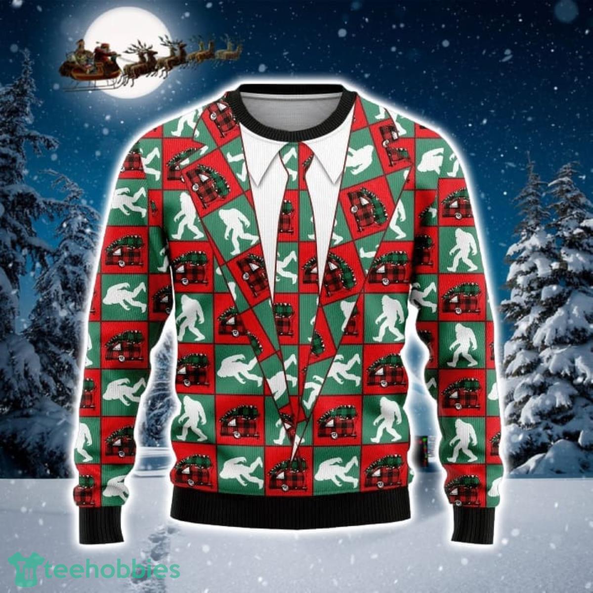 Bigfoot Camping 3D Sweater Ugly Christmas Sweater For Men Women Product Photo 1