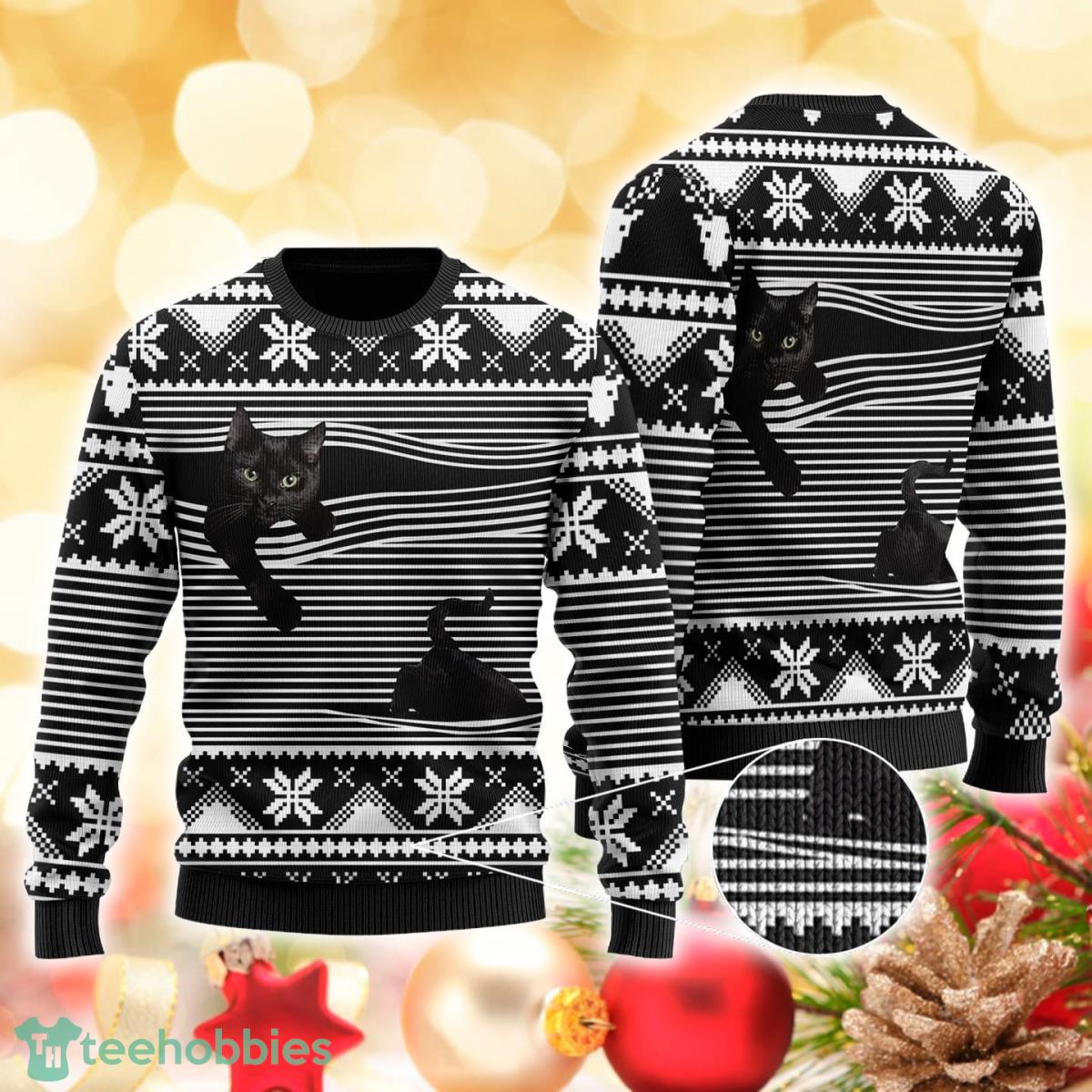 Black Cat 3D Sweater Ugly Christmas Sweater For Men Women Product Photo 1