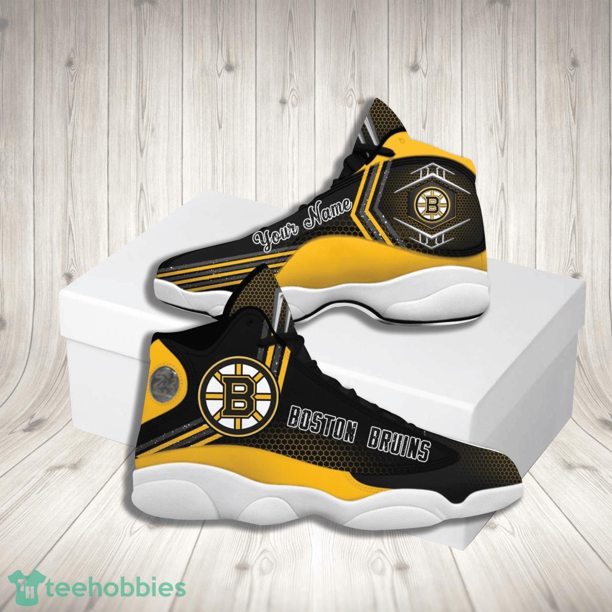 Boston Bruins Football Team Custom Name Air Jordan 13 Sneakers For Sport Fans Product Photo 1