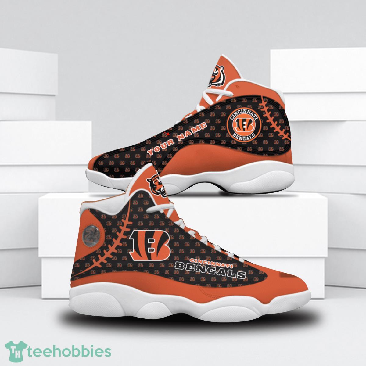 Cincinnati Bengalsenga Football Custom Name Air Jordan 13 Sneakers For Fans Product Photo 1