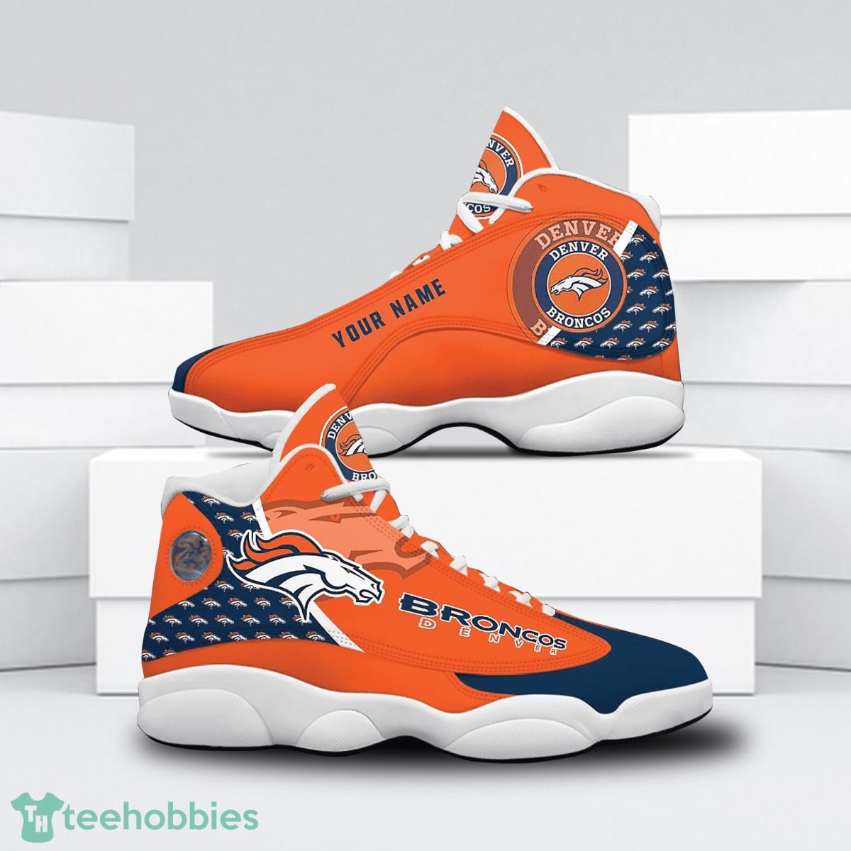 Denver Broncos Football Custom Name Air Jordan 13 Sneakers For Fans Product Photo 1