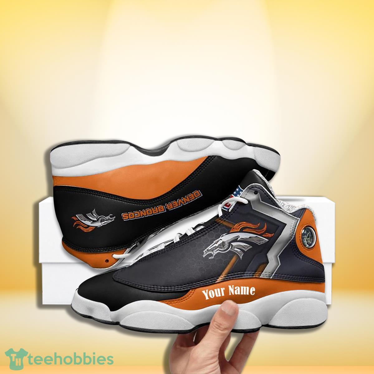 Denver Broncos Football Team Custom Name Air Jordan 13 Sneakers For Fans Product Photo 1
