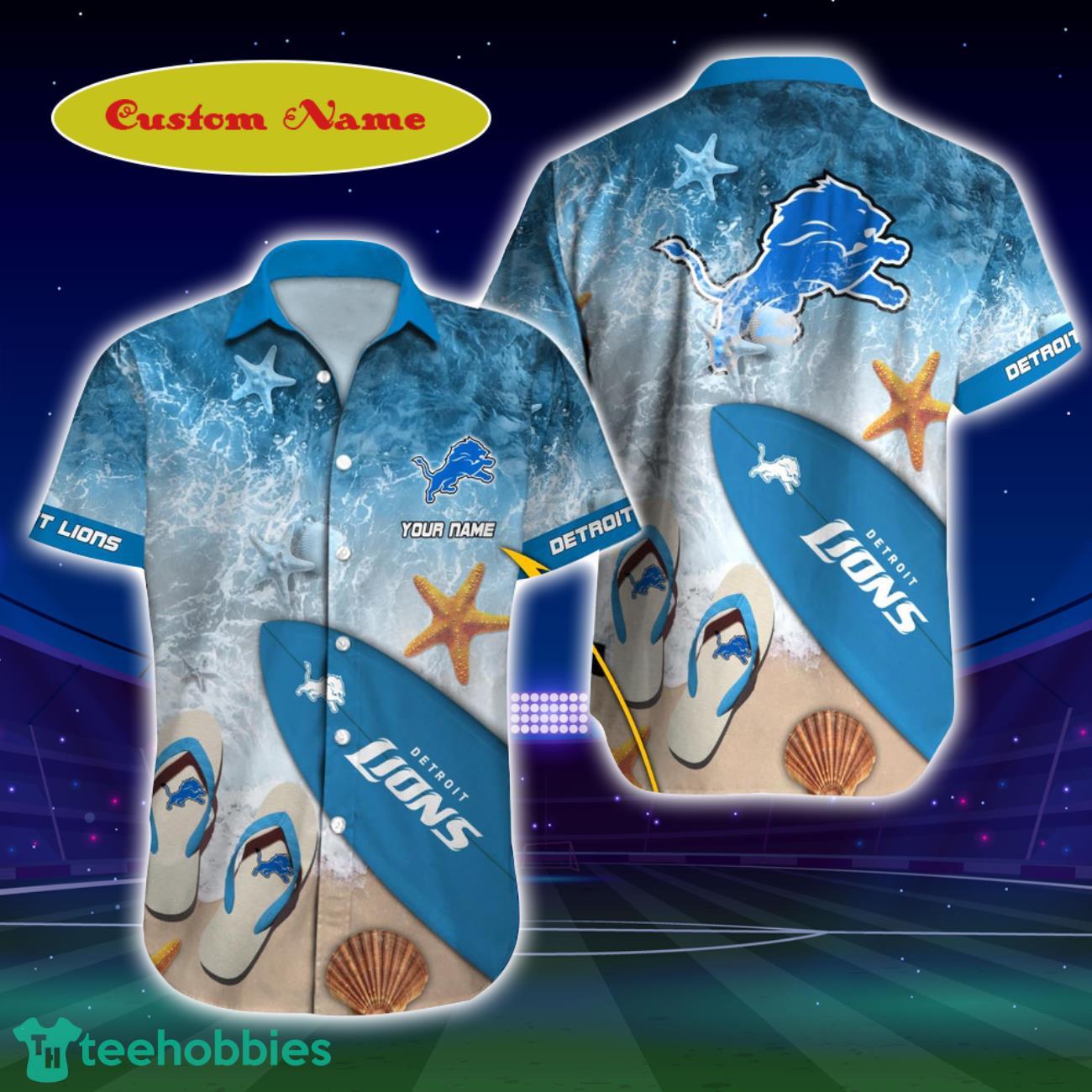 Detroit Lions NFL Football Custom Name Hawaiian Shirt Style Gift For Men And Women Fans Product Photo 1