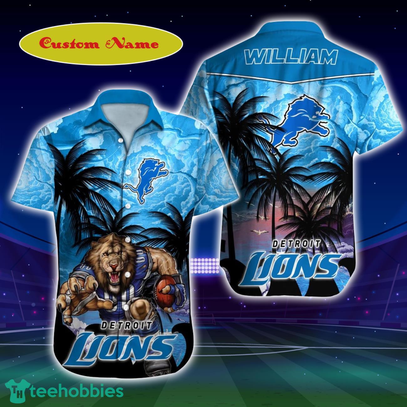 Detroit Lions NFL Football Custom Name Hawaiian Shirt Style Gift For Men And Women Product Photo 1
