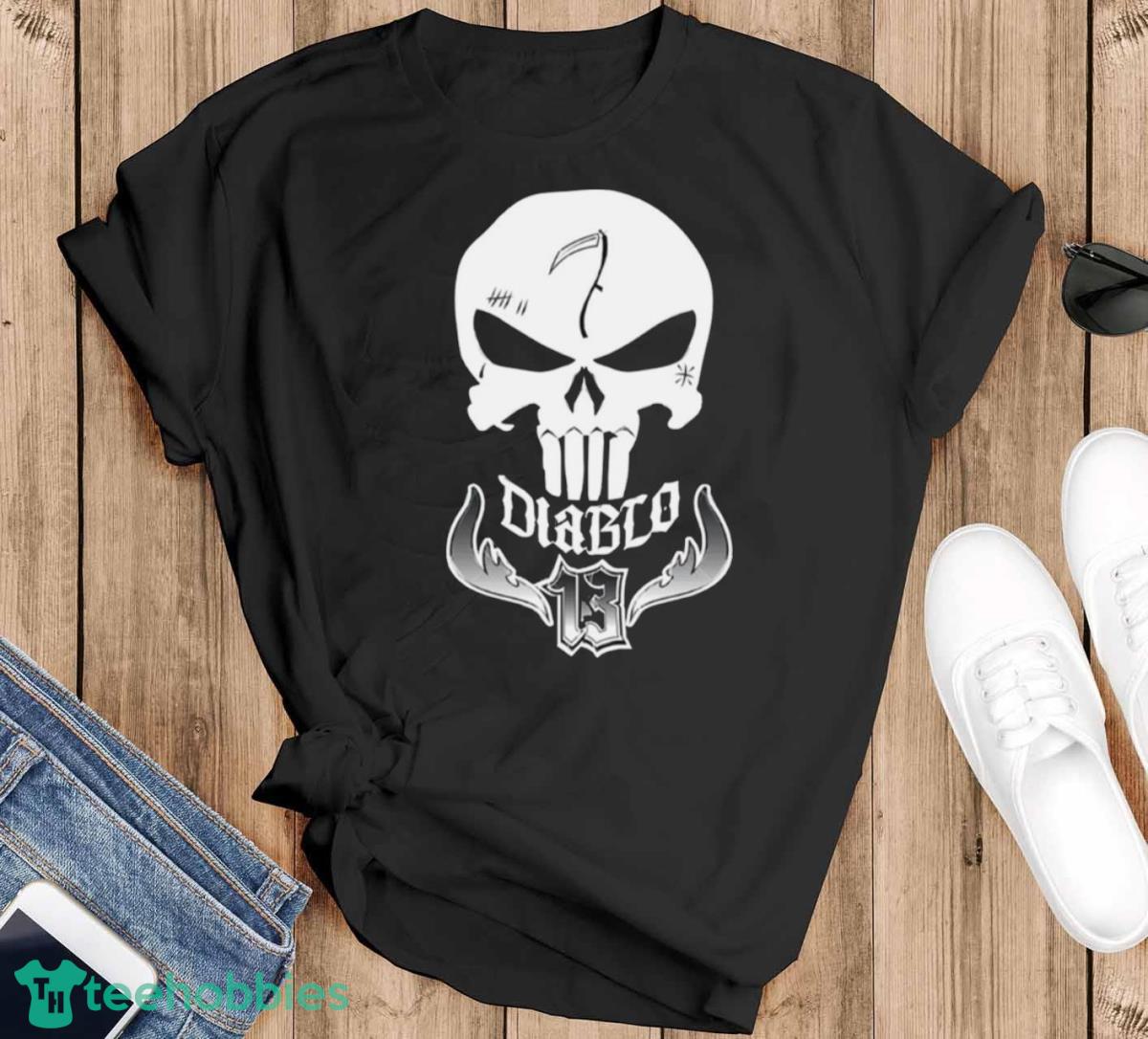 Diablo White Skull Art Shirt - Black T-Shirt
