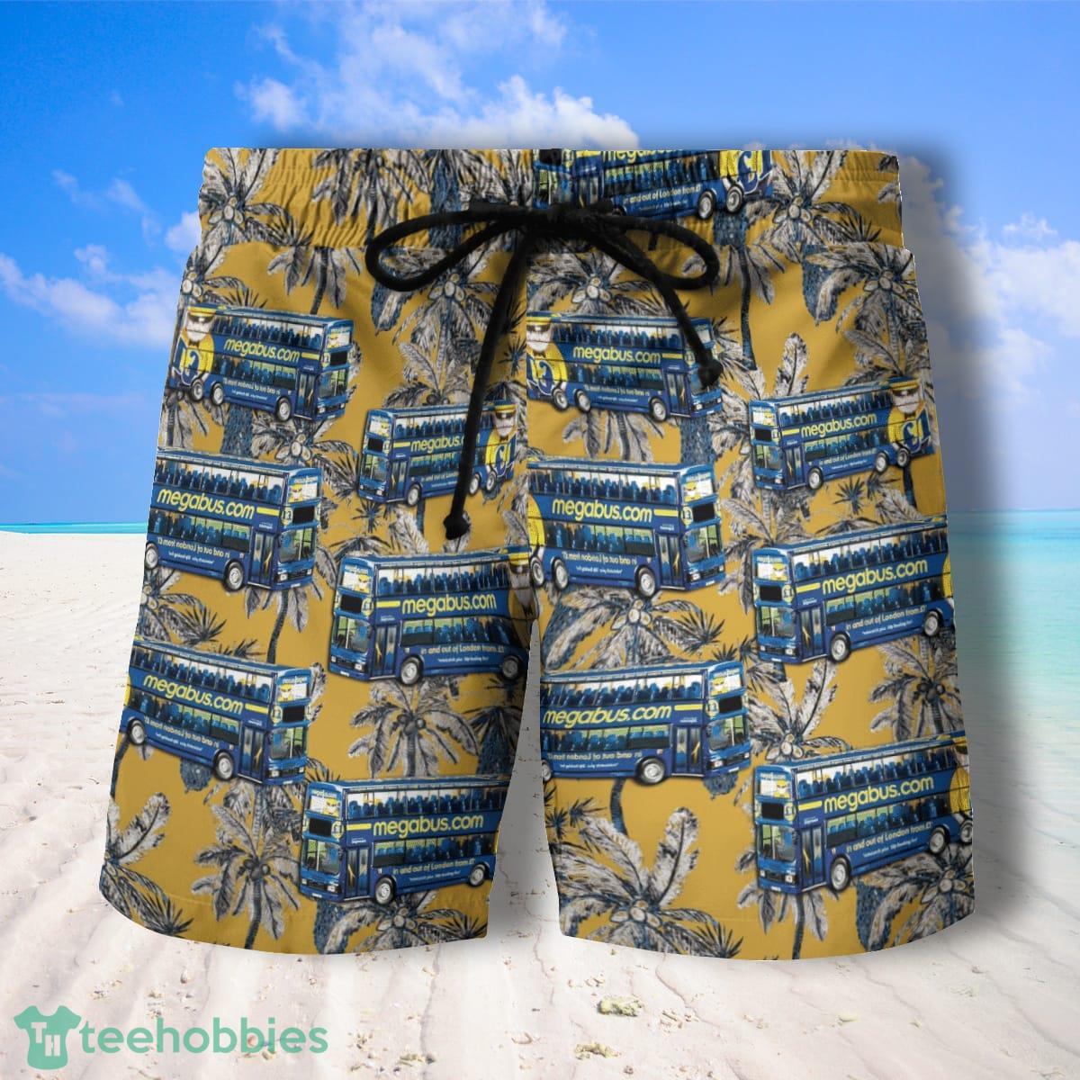 Double-Decker MegaBus Hawaiian Shirt And Shorts Great Style For Men Product Photo 2