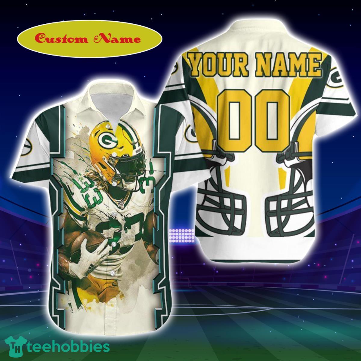 Green Bay Packers Aaron Jones 33 For Fans Custom Name Hawaiian Shirt Best Gift For Men And Women Product Photo 1