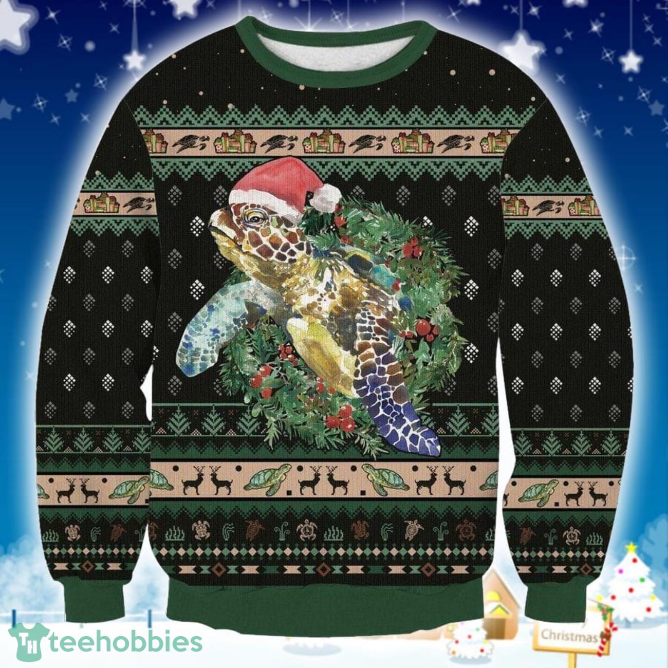 Green Sea Turtle 3D Sweater Ugly Christmas Sweater For Men Women Product Photo 1