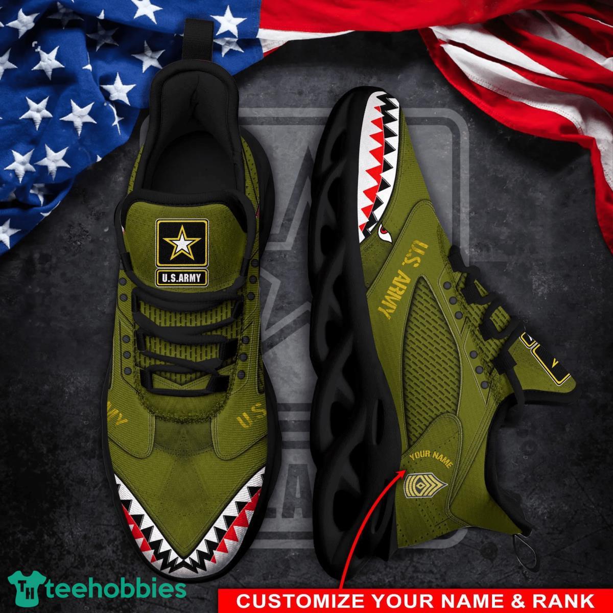 Green Veteran Custom Name Max Soul Shoes  For Sport Fans Product Photo 1