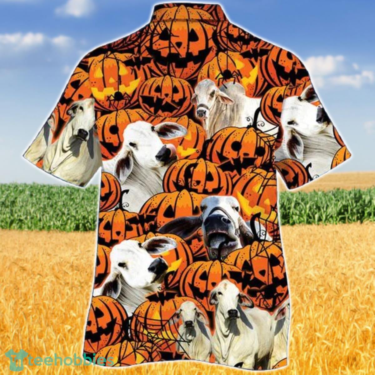 Happy Halloween Brahman Pumpkin Hawaiian Shirt Aloha Shirt For Men Women Product Photo 2