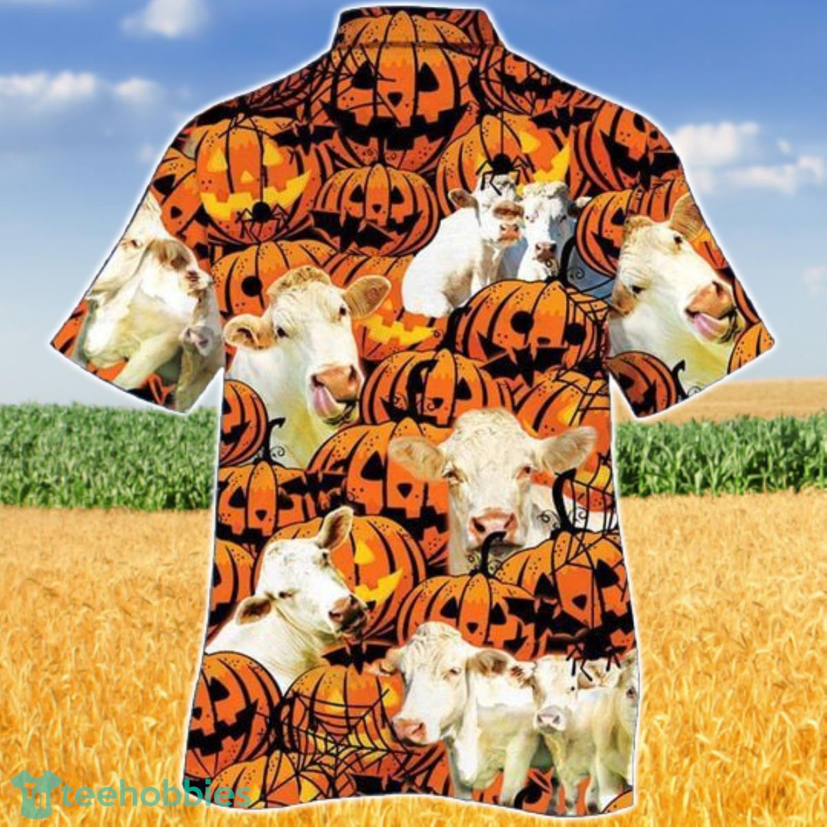 Happy Halloween Charolais Pumpkin Hawaiian Shirt Aloha Shirt For Men Women Product Photo 2