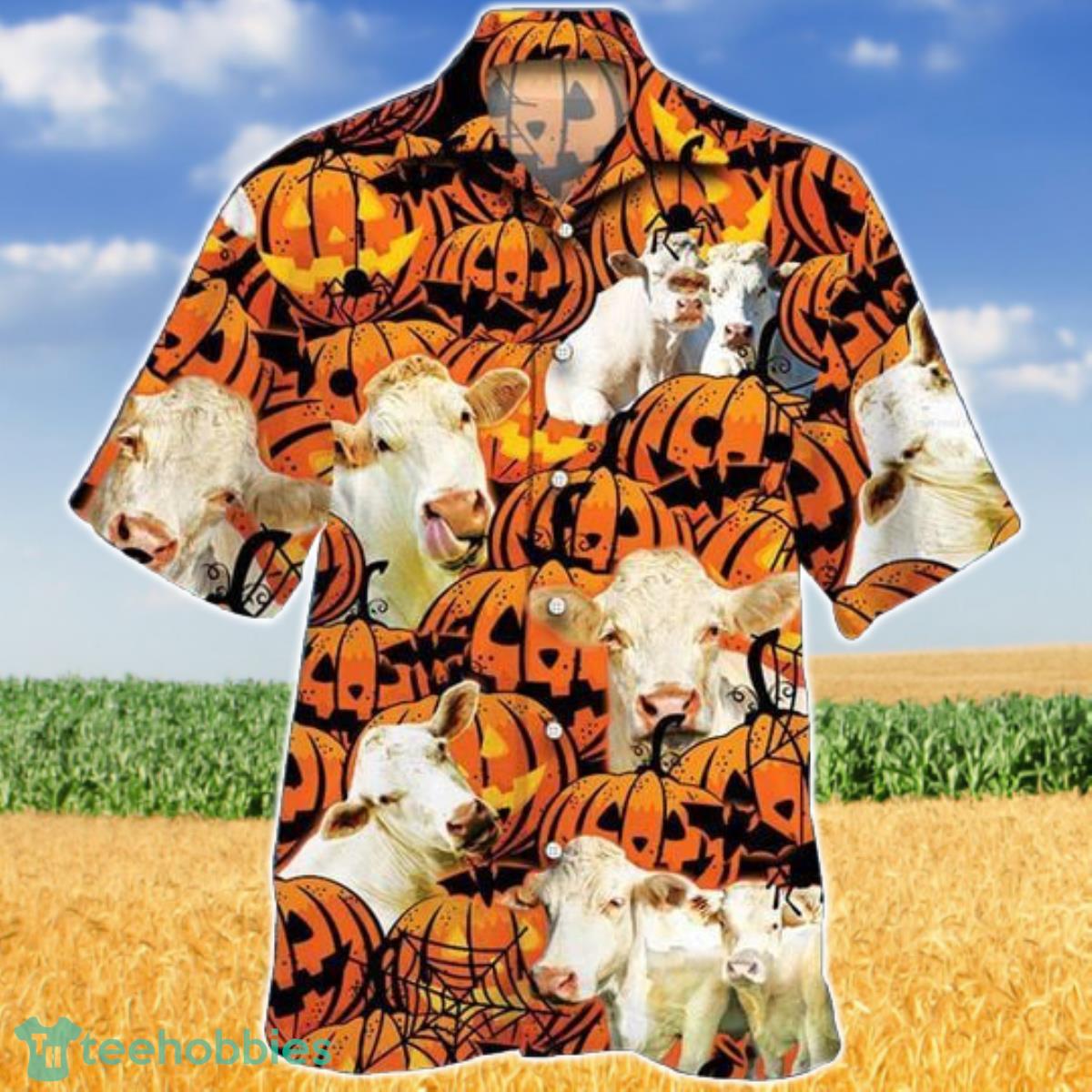 Happy Halloween Charolais Pumpkin Hawaiian Shirt Aloha Shirt For Men Women Product Photo 1