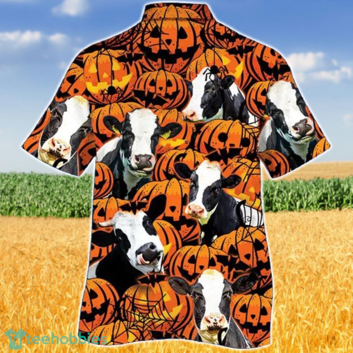 Happy Halloween Holstein Pumpkin Hawaiian Shirt Aloha Shirt For Men Women Product Photo 2