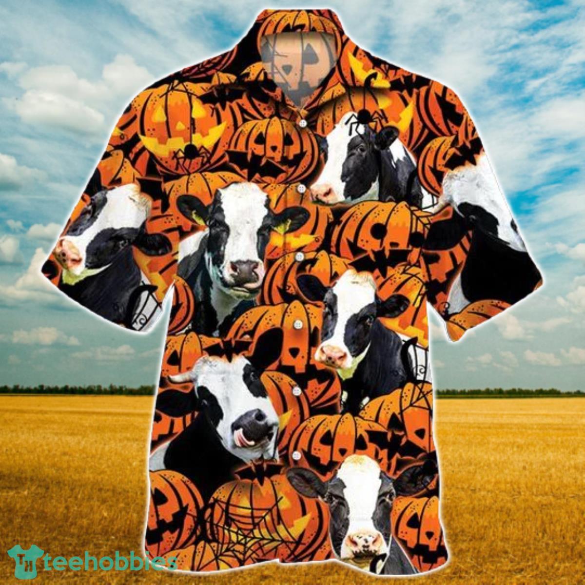 Happy Halloween Holstein Pumpkin Hawaiian Shirt Aloha Shirt For Men Women Product Photo 1